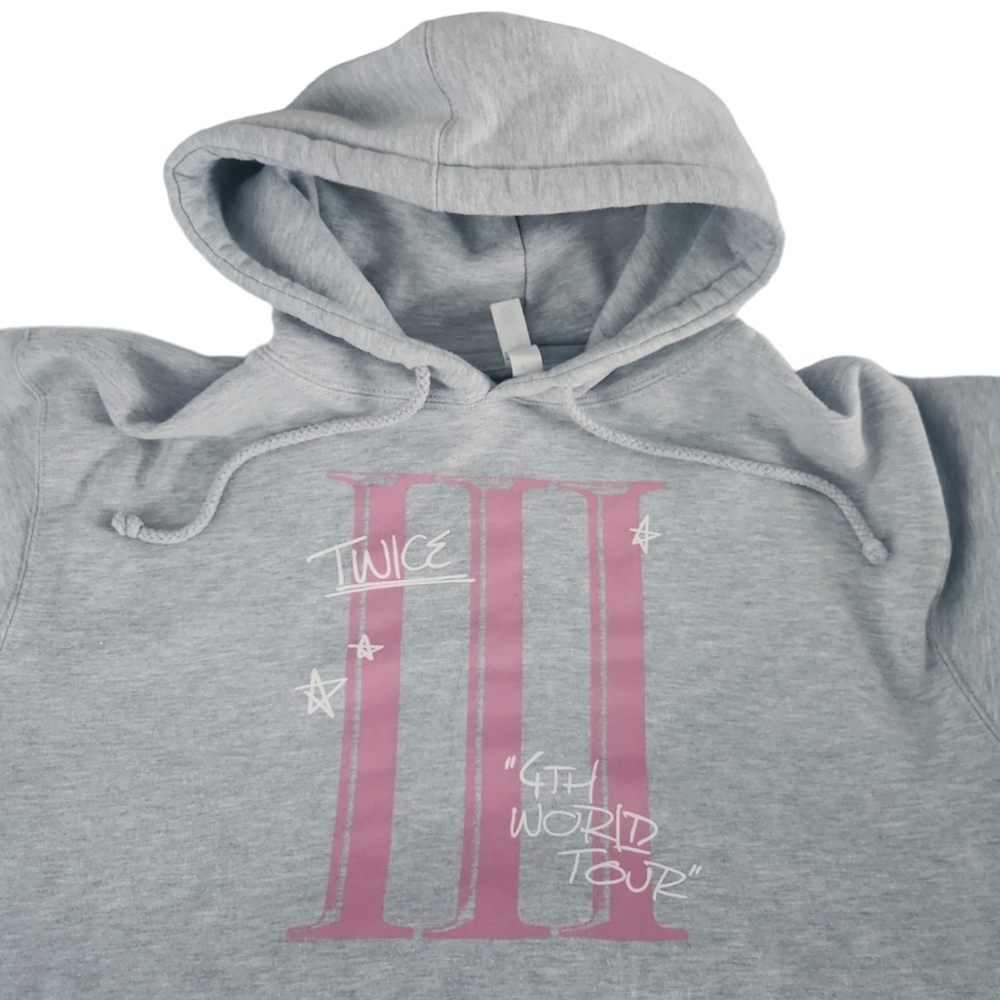 Twice 4th World Tour III Encore LA Concert Gray Scribble Hoodie Size Large Adult